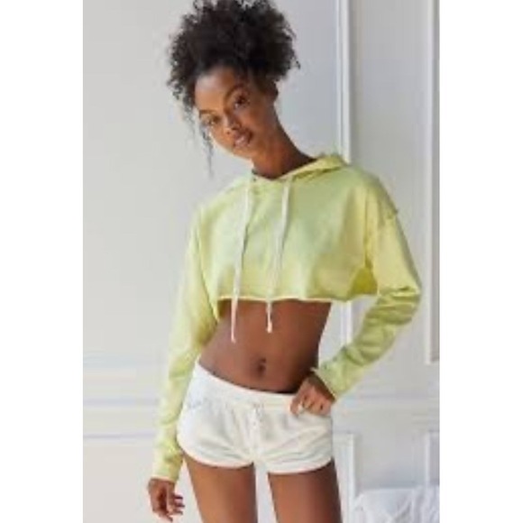 Urban Outfitters Tops - Urban Outfitters Out From Under Light Bright Green Cropped Hoodie Medium